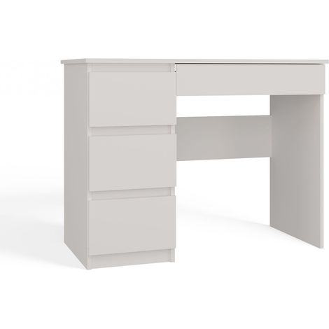 Topeshop – Bureau Mijas gauche blanc – 4 tiroirs – Design moderne – Montage facile – Pour ordinateur portable