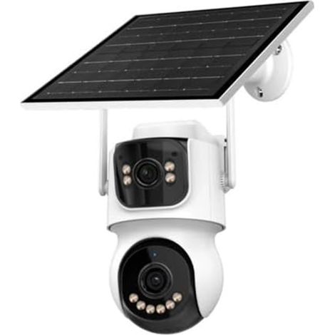 TRADE SHOP - Telecamera Di Sorveglianza Sicurezza Pannello Solare Per Esterni A Doppio Obiettivo -