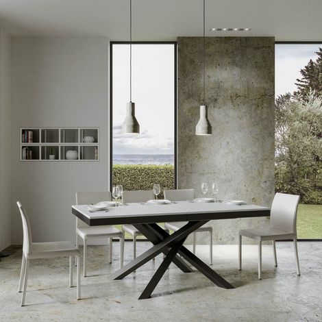Tavolo allungabile 160/264x90 cm Volantis Evolution bianco frassino telaio e gambe antracite (1/5)