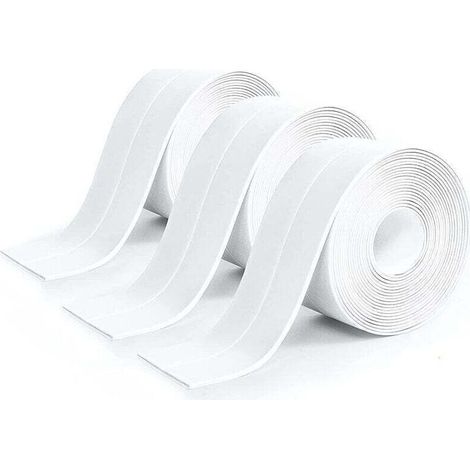 3 Pièces Rouleau Joint Silicone Blanc Salle De Bain, Ruban Adhésif Blanc Cuisine Ruban D'Étanchéité, Anti-Fuite Adapté À De Salle De Bains, Toilettes,Nombreuses Occasions (320 3,8Cm) (1/5)