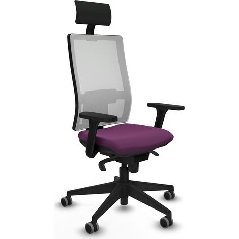 Horna sincro malla blanca similpiel morado brazos 3D base piramidal cabecero fijo ruedas 65mm engomadas (1/5)