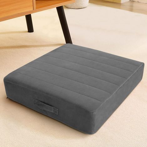 Muntra-Coussin de sol carré pour adultes et enfants, grand coussin de méditation, mousse épaisse et housse touffetée lavable, assise grise 45 cm, convient pour s'asseoir et faire du yoga (1/5)