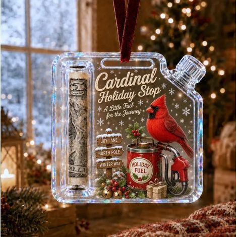 Porte-monnaie de Noël mignon pour faire le plein - Boîte à cadeaux pour l'essence - Moineau rouge -