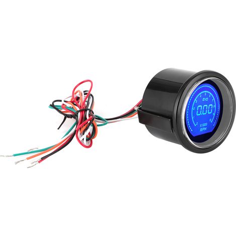 Compte-tours numérique LCD 2 pouces affichage régime moteur voyant rouge bleu compatible EVO universel pour voiture 12V (1/5)