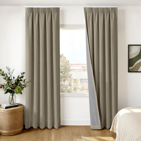 Rideau Occultant Thermique 140 x 200 cm Lot de 2, Taupe (1/5)