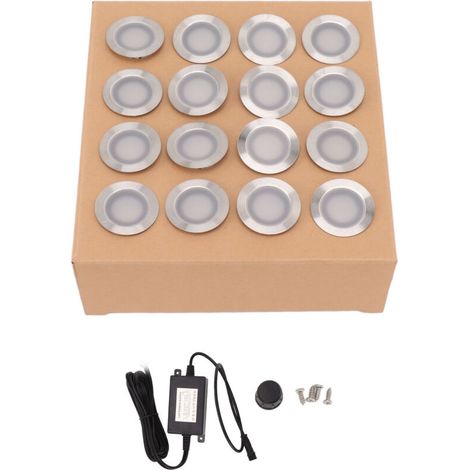 Kit 16 Lampes LED Encastrables pour Terrasse 10W Blanc Chaud 2800 à 3200K Étanche IP67 Alimentation 90-265V-KZQ