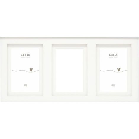 Cadre photo avec double passe-partout - Blanc - Pour 3 photos de 13 x 18 cm - En bois MDF - Collage - multivue - Pour accrocher ou poser - S65KK1 P3 13x18cm (1/5)