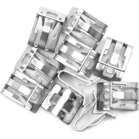 Attache de fixation rapide pour voiture, clip de garniture de tableau de bord en métal, ton argenté (lot de 10) (1/4)