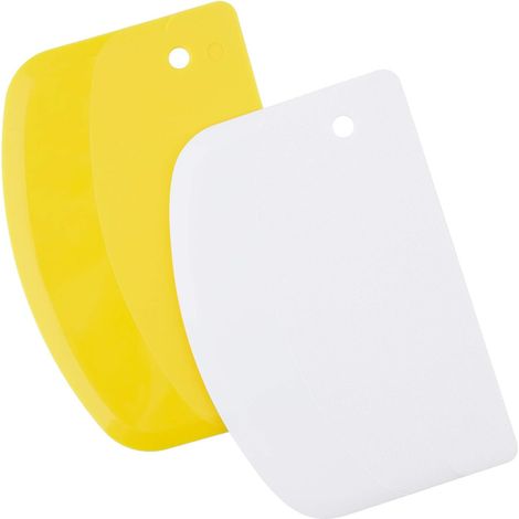 Set di 2 spatole da pasticceria in plastica, 13,5 x 9 cm, per cuocere al forno, decorare pane e torte (gialla e bianca) (1/3)