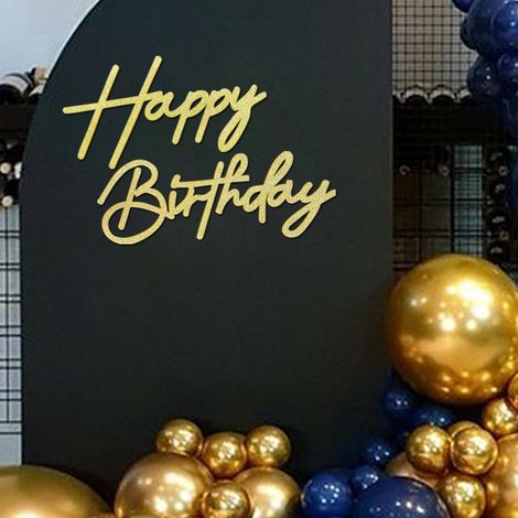 Panneau « Happy Birthday » pour toile de fond – Miroir en acrylique doré avec lettre « Happy Birthday » pour décoration murale de fête (or rose) (1/5)