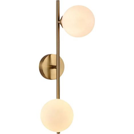 TRADE SHOP - Applique Da Parete Struttura In Metallo Bronzo Minimal Con Attacco G9 2 Sfere Opache Aq41 -