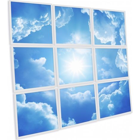 Pack de 9 dalles LED imprimées - Heaven - 600x600mm - Fabriqué en France (alimentation non fournie)