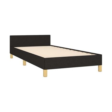 Cadre de lit noir sans matelas, 80 × 200 cm, tissu, tissu doux et respirant, pour chambre, décor moderne, facile à assembler (1/5)