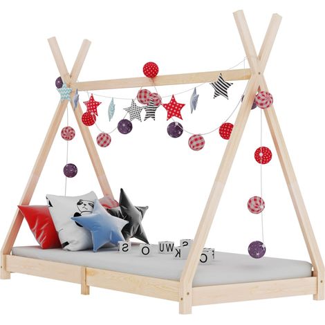 Lit cabane-80 x 160 cm, Cadre de lit d'enfant Bois de pin massif PDKEI60578 (1/5)