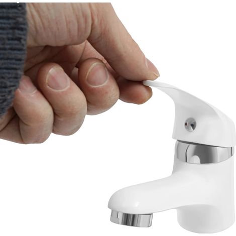 Robinet de lavabo, matériau en laiton, hauteur totale 10 cm, longueur du bec 9,5 cm, longueur du tuyau 50 cm, noyau de valve en céramique (1/5)