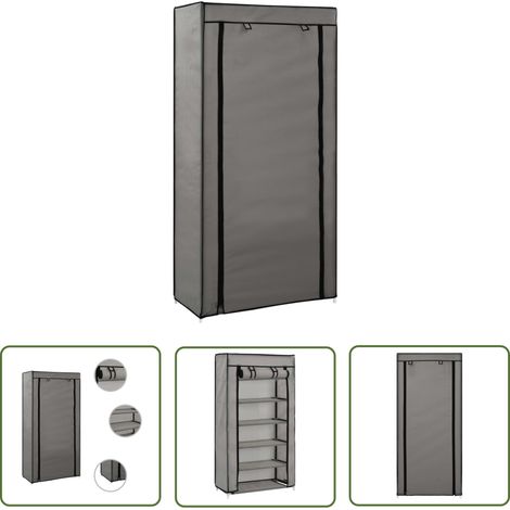 Meuble à Chaussures Armoire à Chaussures Meuble d'entrée avec housse Gris 58x28x106 cm Tissu 36095 (1/5)