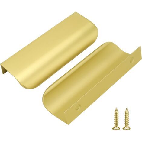 QORVA-Lot de 2 poignées de placard de cuisine dorées en alliage d'aluminium, distance entre les trous 64 mm avec vis