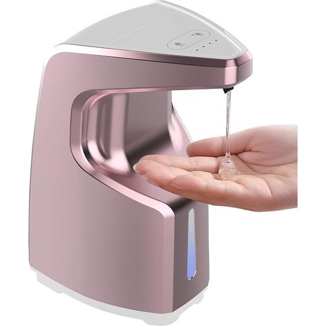 Distributeur de Savon Automatique, Distributeur de Savon,4 Niveaux de Réglage,avec Capteur Infrarouge et Base Antidérapante,étanche IPX6,pour Cuisine ou Salle de Bain-Rose (1/4)