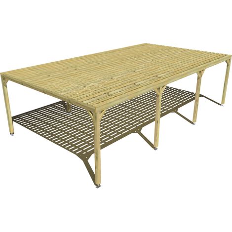 Pergola bois • 9m x 5m • indépendante • sens profondeur • platelage bois • livraison comprise