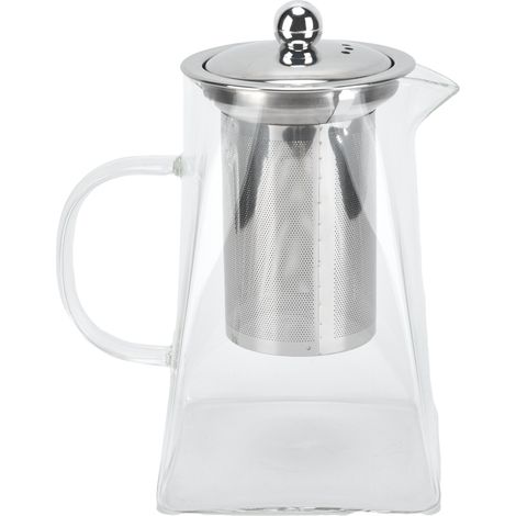 Teekanne aus Klarglas mit herausnehmbarem Edelstahlfilter (304) für Zuhause und Büro, 950 ml (1/5)