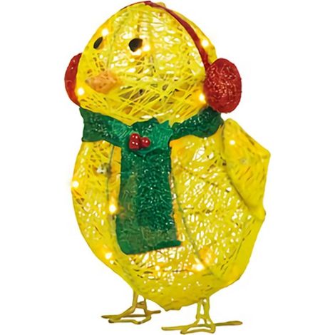 Sculpture de jardin représentant un poussin jaune avec des guirlandes lumineuses, décoration plate pour les fêtes de Noël (1/3)