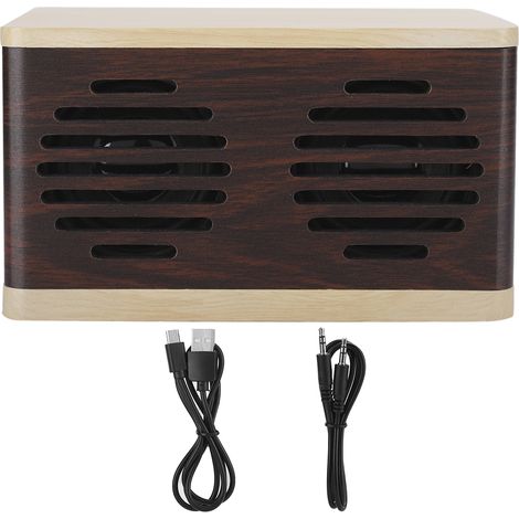 Enceinte Bluetooth Mini Subwoofer Portable avec Câble Audio et Charge - Finition Bois D7 (1/5)