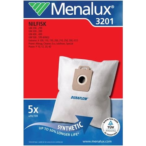 Menalux - staubsauger beutel synth nilfisk extreme gm200 3201 5-teilig + filter - 9001961854 - 7321429436984