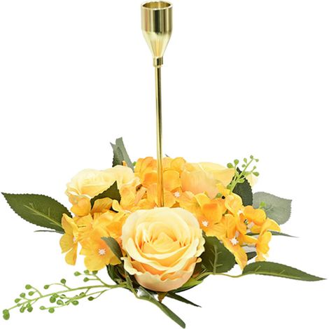Guirlande de Roses de Simulation, Mini Anneau de Bougie pour la Décoration de Placard de Table à Manger de Salon de Fête de Mariage (C) (1/5)