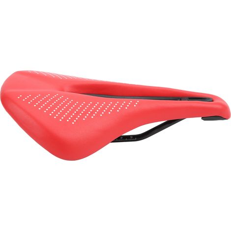Housse de selle en gel respirante pour vélo tout terrain, coussin confortable avec design à pois rouges et blancs. (1/5)