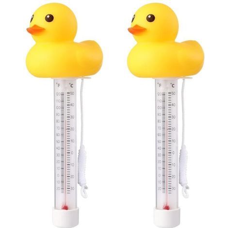 Lot de 2 Thermomètres Flottants pour Piscine avec Motif Canard Jaune – Précis, Incassable, avec Corde – Pour Aquarium Intérieur et Extérieur (1/5)
