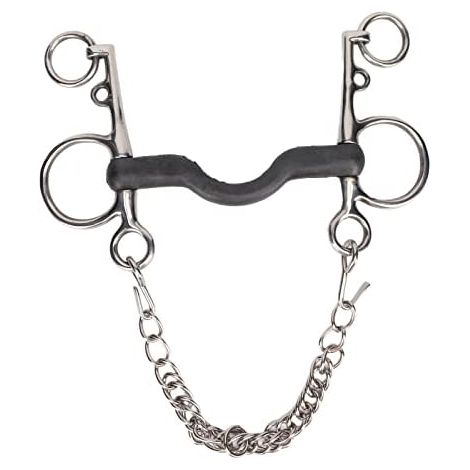 Mors de Cheval, Mors de Filet pour Chevaux Mors de Cheval en Acier Inoxydable Antirouille Mors de Bouche de Cheval Mors de Filet à Mâcher pour Accessoires de Cheval (135MM) (1/5)