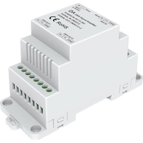 Amplificateur DMX512 12-36V DC 2 Canaux pour Rail DIN Blanc