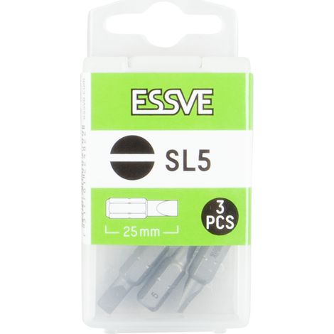 Set di 3 punte piatte ESSVE SL5 per cacciavite da 25 mm (1/2)