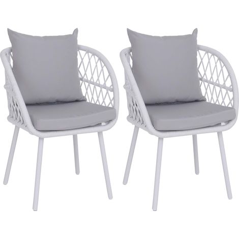 Lot de 2 chaises de jardin HWC-Q38, fauteuils de jardin avec accoudoirs, structure en aluminium tres (1/5)