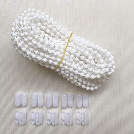 10-meter blind chain – 10 connectors included – For roller, vertical, and Venetian blinds – High-quality white plastic (1/3)