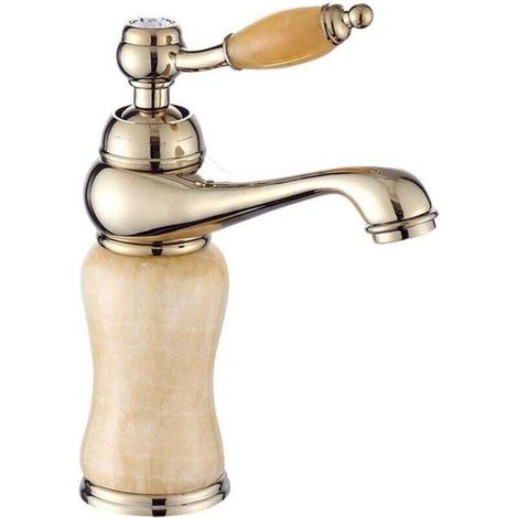 Robinet mitigeur de lavabo vintage en cuivre pur, poignée plate avec revêtement semi-pulvérisé, Mitigeur de lavabo (1/4)