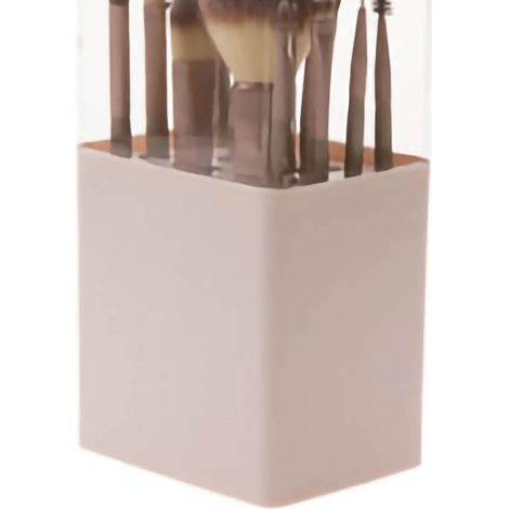 Porte-pinceaux de maquillage à 12 emplacements, rangement ventilé et respirant, boîte de rangement beauté rose (1/5)