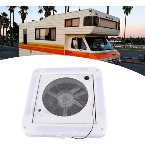 Ventilateur de toit pour camping-car, 12 V, 360 x 360 mm, 10 pales, double mode d'entrée/sortie d'air, 4 LED, pour fourgon aménagé ou caravane. (1/5)