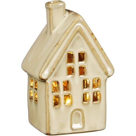Mica Decorations LED Dekofigur Porzellan Haus 11 cm beige Figuren