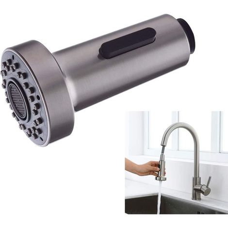 2-Mode Kitchen Faucet Replacement Shower Head, G1/2 Universal Shower Head, Pull Out Kitchen Mixer Shower Head (Brushed Nickel) (1/5)