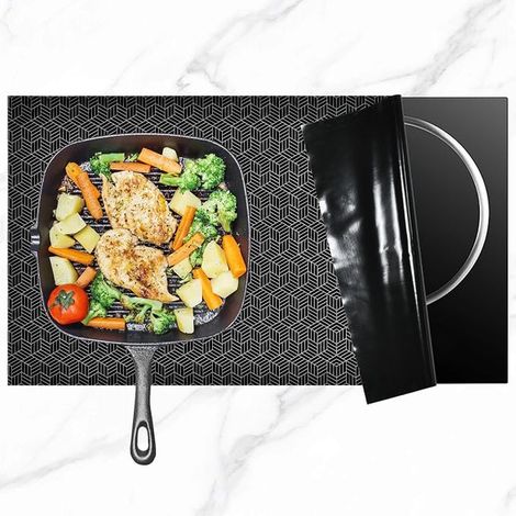 Induction Hob Protector Mat - 52 x 77 cm - Silicone Induction Hob Protector, Non-Slip Kitchen Mat Worktop Protectors, Cut (1/5)