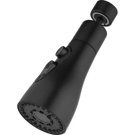 Robinet de cuisine à 3 jets - Douchette 360°, pommeau de robinet, douchette d'évier, rallonge de robinet de cuisine (noir) (1/3)