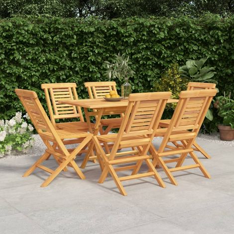 Ensemble Table et Chaise de Jardin Contemporain  Ensemble à dîner de jardin 7 pcs Bois de teck solide 73536