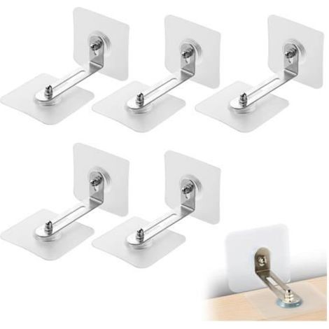 Ancrages Muraux pour Meubles, 5 Paires kit Anti-Basculement, Fixateur Adhésif pour Meubles, Ancrage de Sécurité de Meuble Convient (1/4)