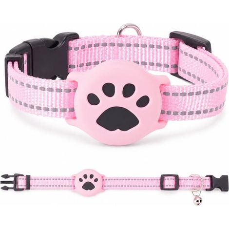 Traceur GPS pour chats sans abonnement - Système de suivi avec collier (28-39 cm) - Étanche IP68 - Compatible avec Localiser (Apple) et Android - Rose (1/5)