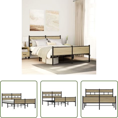 Metallbettgestell - Metallbett ohne Matratze Sonoma-Eiche 160x200 cm (1/5)