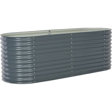 Aiuola rialzata per piante e fiori 240 x 80 x 81 cm acciaio zincato grigio 020001023