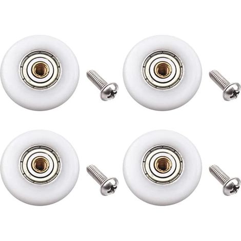 KLVGTIFS PU - 4 roulettes de porte de douche coulissantes - Pièce de rechange pour porte de douche coulissante en verre de salle de bain (diamètre des roulettes : 23 mm) (1/5)