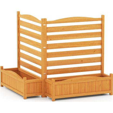 Valla modular de privacidad 85 x 85 x 101 cm para aire acondicionado y elementos decorativos de jardín en madera amarilla 200018193 (1/2)
