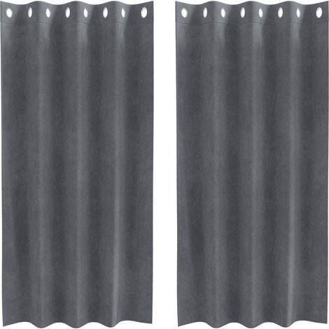 Rideaux avec des rideaux 2 pcs Gris clair 140 x 175 cm Velours CFW73915 (1/4)